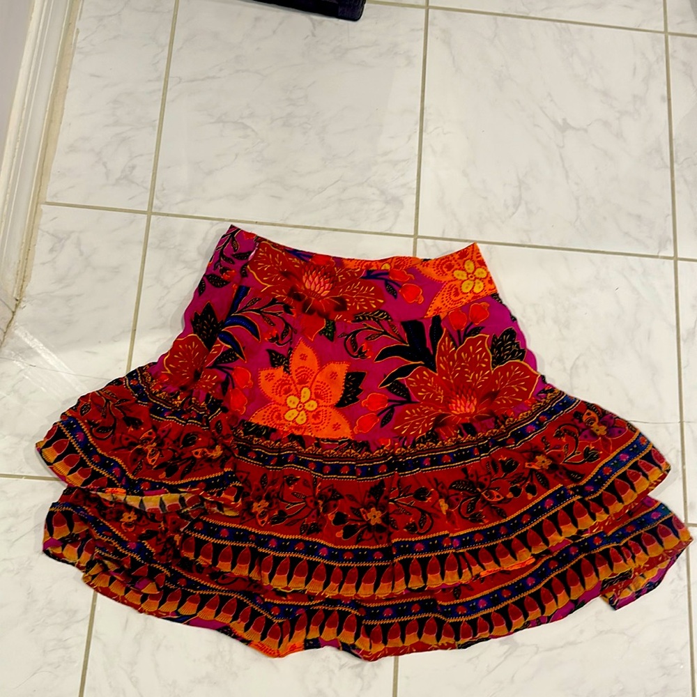 Farm Rio Silky Ruffle Mini Skirt